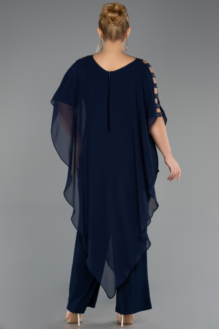 Robe Grande Taille Mousseline Bleu Marine ABT080