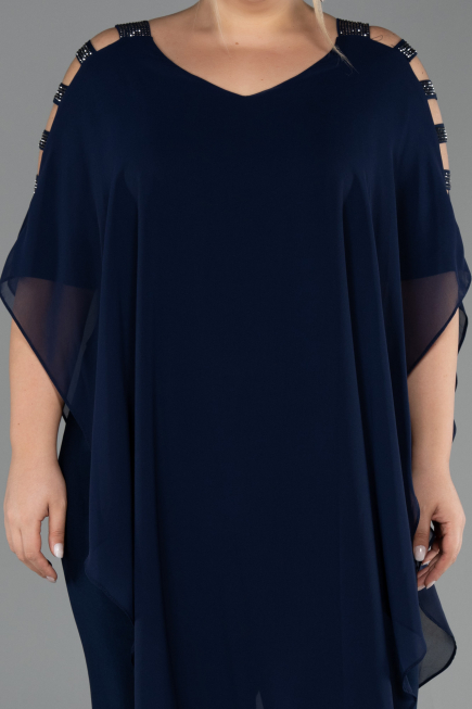 Robe Grande Taille Mousseline Bleu Marine ABT080