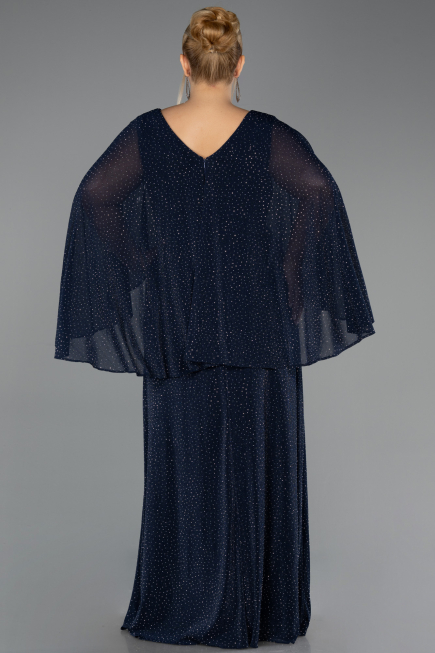 Robe de Soirée Grande Taille Longue Pierreux Bleu Marine ABU6653