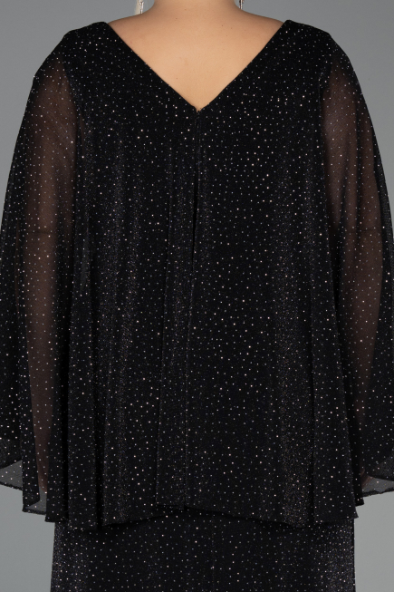 Robe de Soirée Grande Taille Longue Pierreux Noir ABU6653