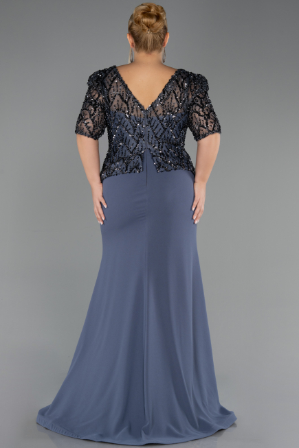 Robe de Soirée Grande Taille Longue Anthracite ABU6618