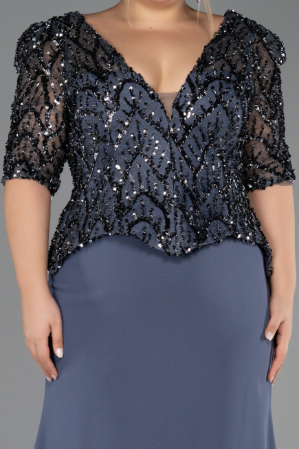 Robe de Soirée Grande Taille Longue Anthracite ABU6618