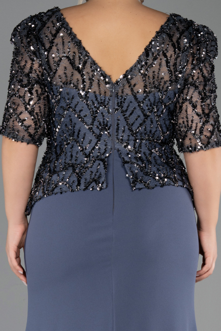 Robe de Soirée Grande Taille Longue Anthracite ABU6618