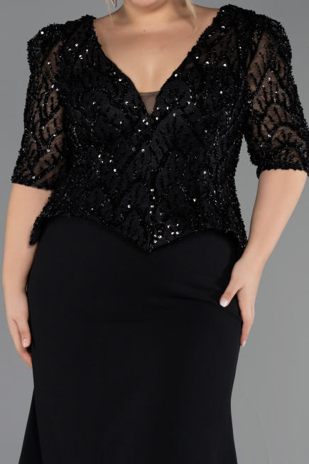 Robe de Soirée Grande Taille Longue Noir ABU6618