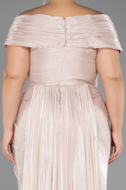 Robe De Soirée Grande Taille Longue Mousseline Beige ABU6604