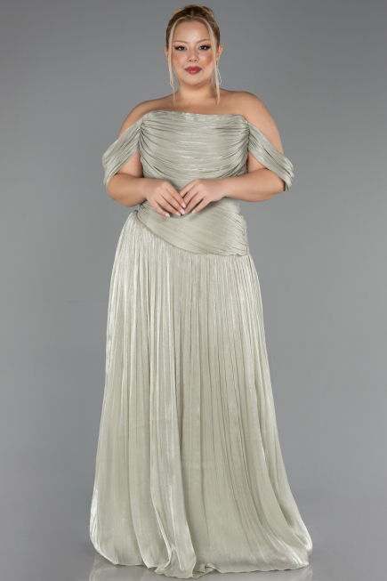 Robe De Soirée Grande Taille Longue Mousseline Menthe ABU6603