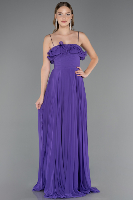 Robe de Soirée Longue Mousseline Violet ABU4866