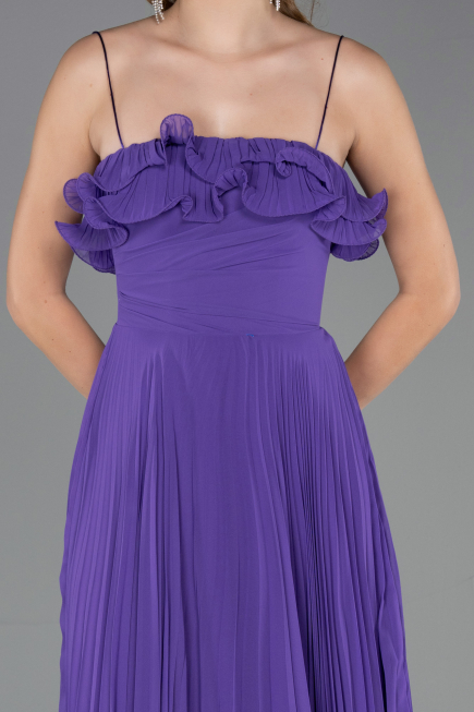 Robe de Soirée Longue Mousseline Violet ABU4866
