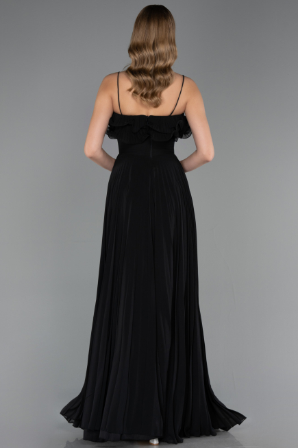 Robe de Soirée Longue Mousseline Noir ABU4866