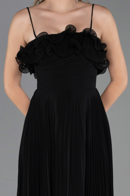 Robe de Soirée Longue Mousseline Noir ABU4866