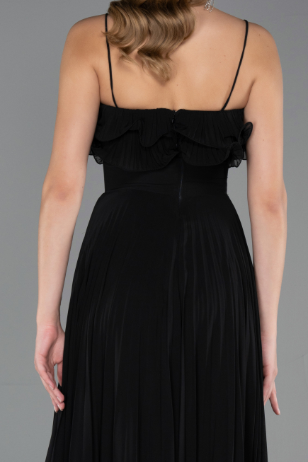 Robe de Soirée Longue Mousseline Noir ABU4866