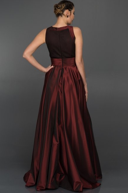 Bordo Tafta Kumaş Prenses Abiye W6017