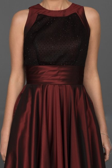 Bordo Tafta Kumaş Prenses Abiye W6017