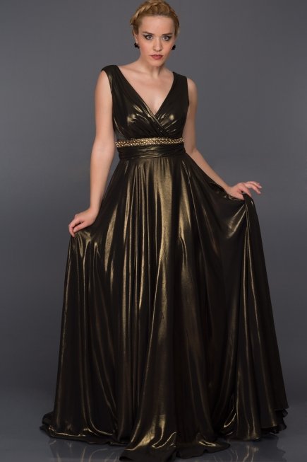 Gold Özel Kumaş V Yaka Abiye F4258