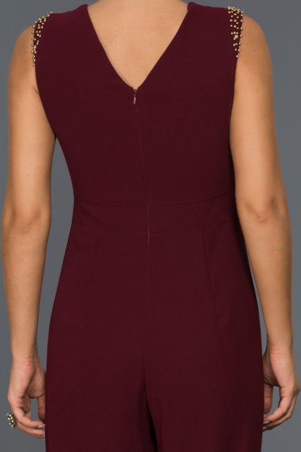 Bordo Şık Abiye Tulum N98544