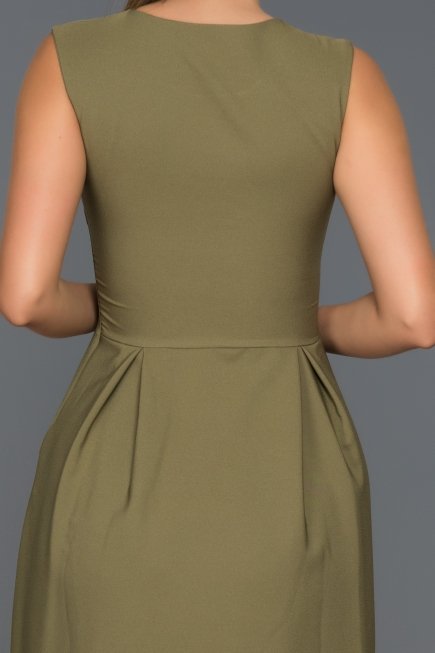 Haki Dekoltesiz Elbise D9215
