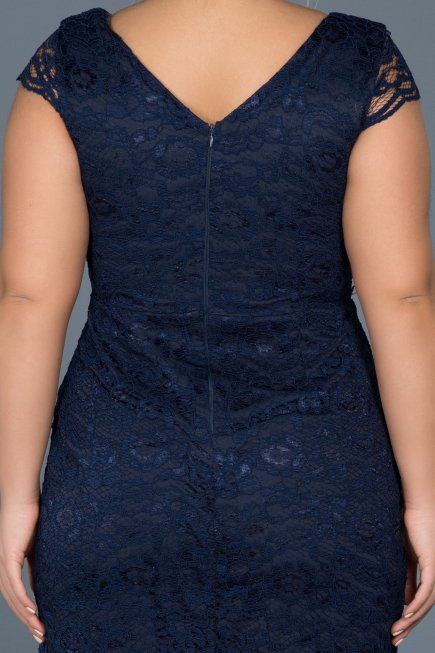 Robe Grande Taille Courte Bleu Marine ABK010