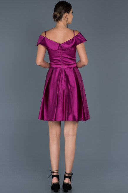 Robe de Soirée Courte Fuchsia ABK309