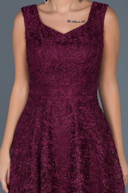 Robe de Soirée Courte Prune ABK317