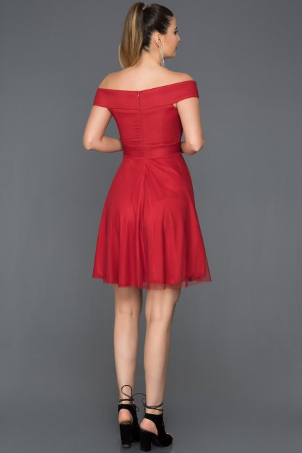 Robe d'Invitation Courte Rouge ABK015