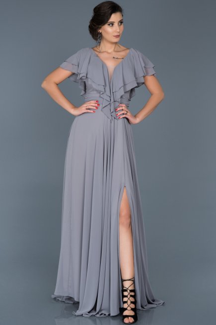 Robe de Fiançaille Longue Gris ABU032
