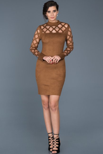 Robe de Soirée Courte Couleur Tabac ABK257