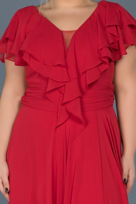 Robes Grande Taille Longue Rouge ABU032