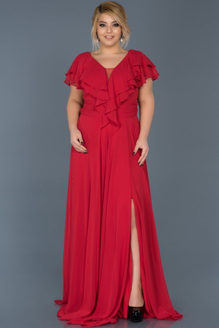 Robes Grande Taille Longue Rouge ABU032