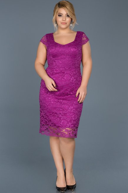 Robe Grande Taille Courte Pourpre ABK010