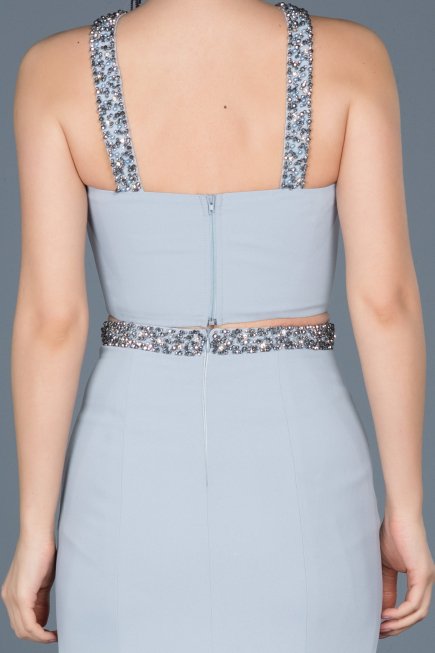 Robe de Soirée Longue Gris ABU015