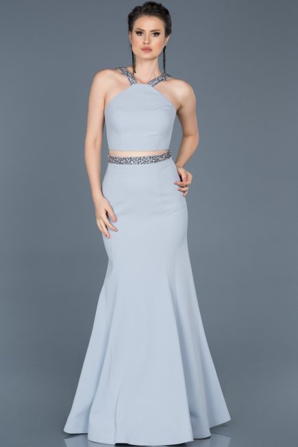 Robe de Soirée Longue Gris ABU015