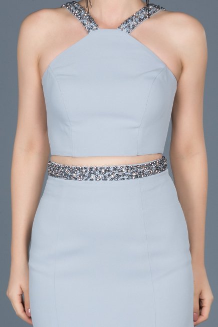 Robe de Soirée Longue Gris ABU015