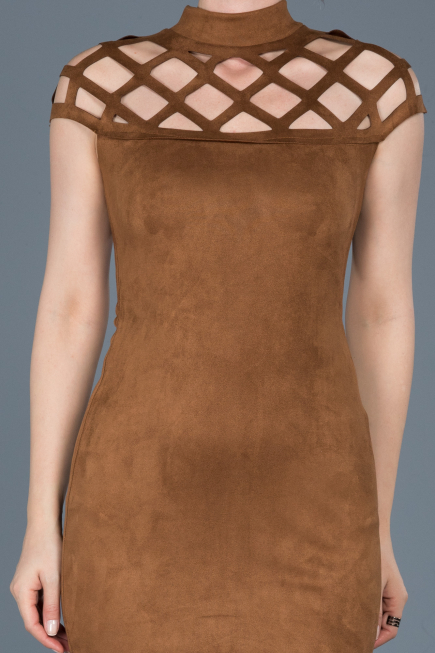 Robe de Soirée Courte Couleur Tabac ABK256