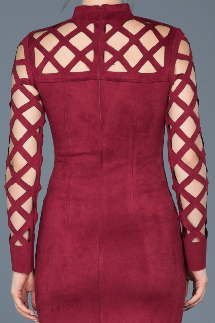 Robe de Soirée Courte Rouge Bordeaux ABK257