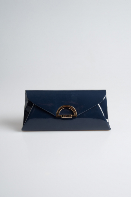 Sac Portefeuille Cuir Verni Bleu Marine V452