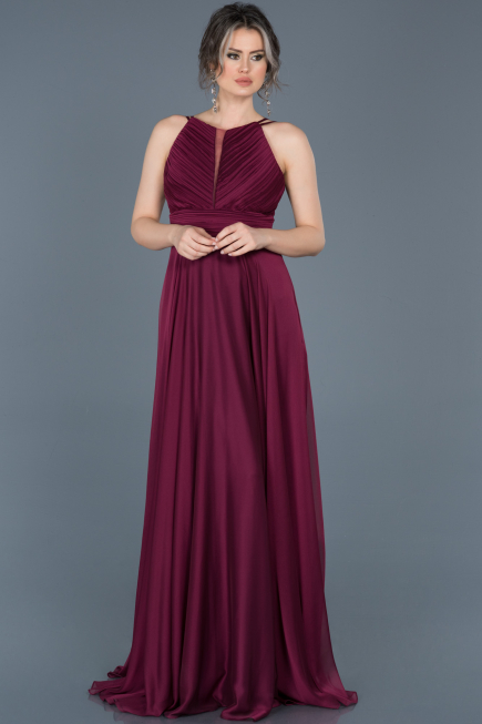 Robe de Fiançailles Longue Rouge Bordeaux ABU123
