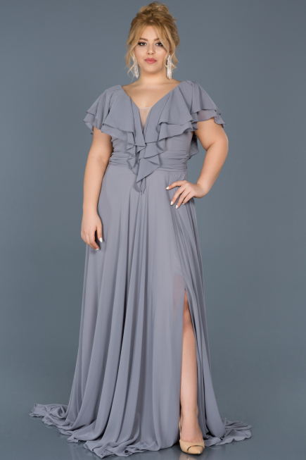 Robe Grande Taille Longue Gris ABU032