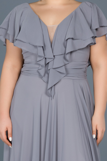 Robe Grande Taille Longue Gris ABU032