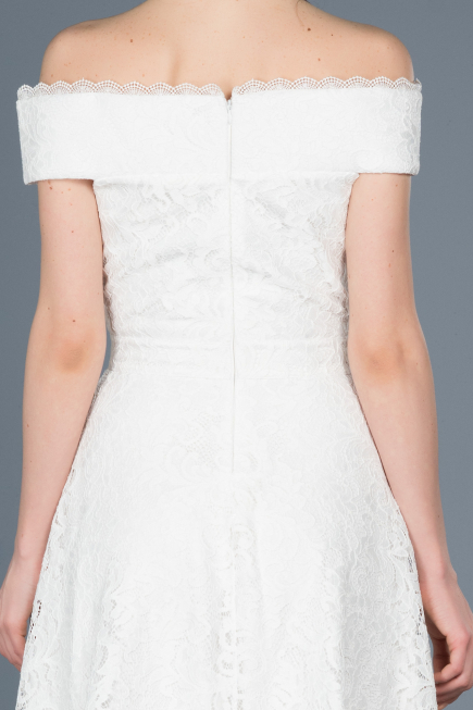 Robe de Soirée Devant court Dos long Lacé Blanc ABO018