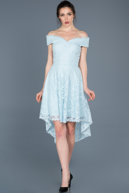 Robe de Soirée Devant court Dos long Lacé Bleu ABO018