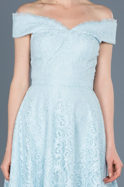 Robe de Soirée Devant court Dos long Lacé Bleu ABO018