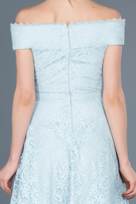 Robe de Soirée Devant court Dos long Lacé Bleu ABO018
