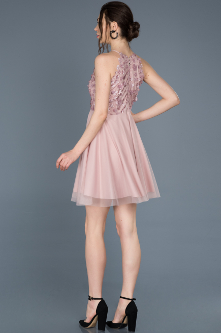 Robe de Soirée Courte Bleu Marine-Poudre ABK416