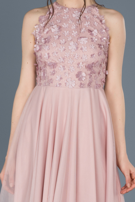 Robe de Soirée Courte Bleu Marine-Poudre ABK416