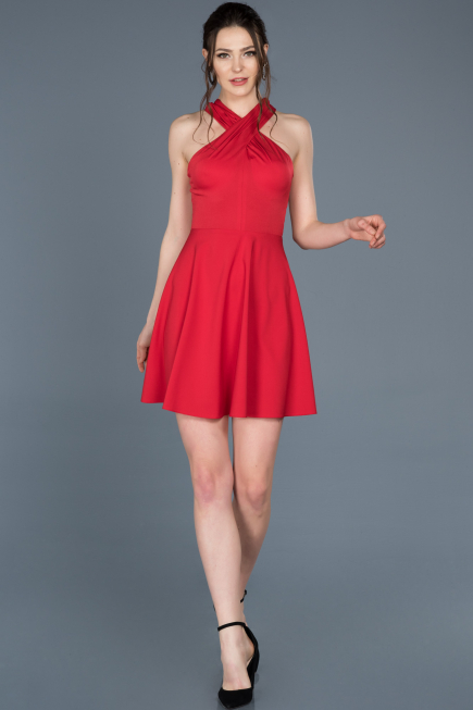 Robe de Cérémonie Courte Rouge ABK392