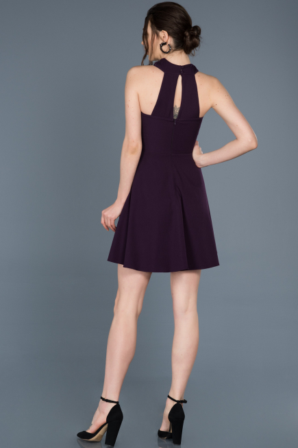 Robe de Cérémonie Courte Violet Foncé ABK392