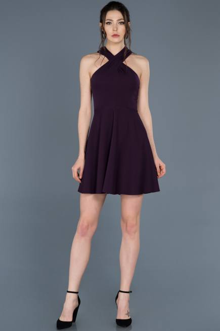 Robe de Cérémonie Courte Violet Foncé ABK392