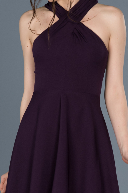 Robe de Cérémonie Courte Violet Foncé ABK392