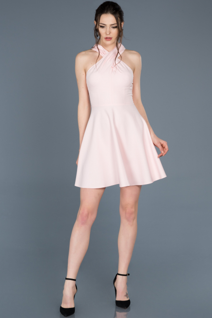 Robe de Cérémonie Courte Bleu Marine-Poudre ABK392