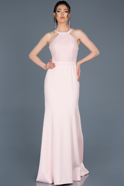 Robe de Cérémonie Longue Bleu Marine-Poudre ABU600